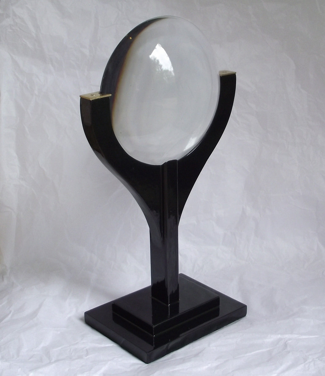 Glass Lens in a Bespoke Wood and Brass Stand